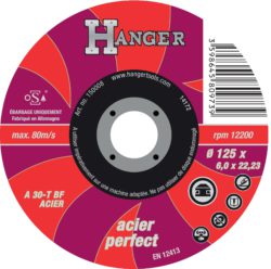 Disque à ébarber A 30 T pour acier 125 x 6 x 22,23 mm HANGER 150008